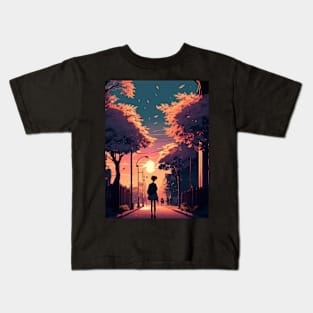 Aesthetic Anime Sunset Background Artwork #2 Kids T-Shirt